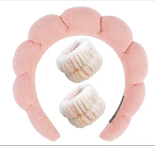 Spa Haarband met polsband donkerroze